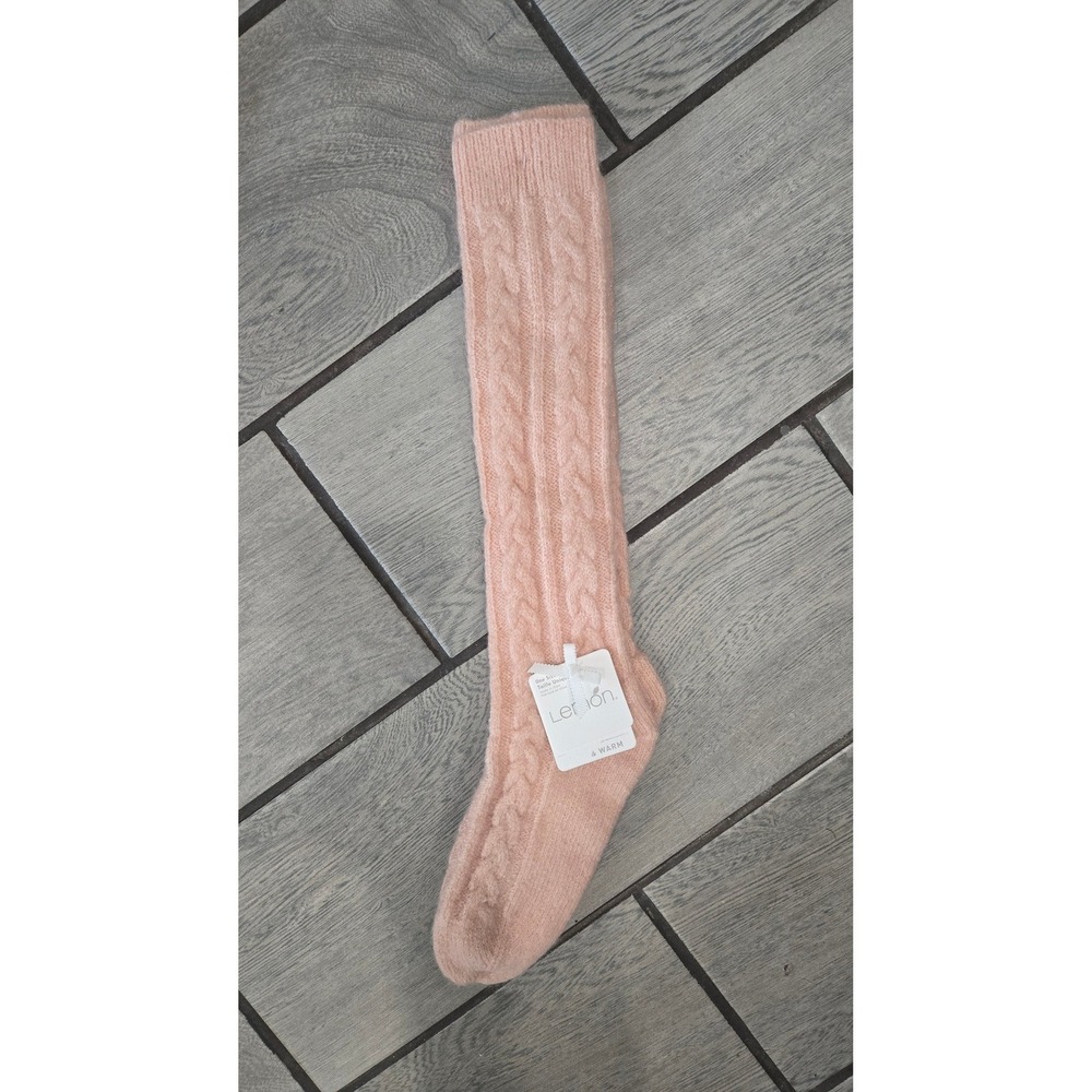 Lemon Women Peach Pink Cable Knit Knee High Socks Over The Calf One Size NWT